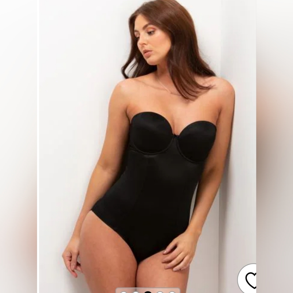 Black Strapless tummy control bodysuit 32D